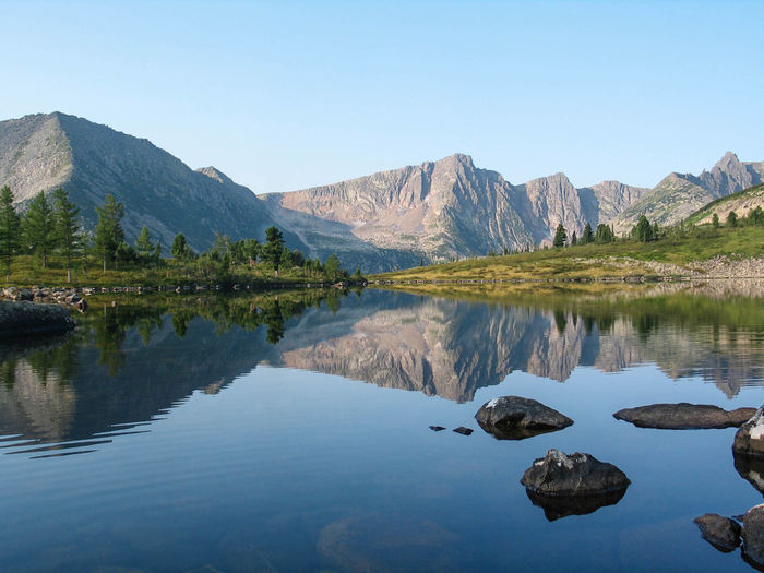 Kemerovo region, russia - 28 july 2012 lake in the mountains of the kuznetsk alatau