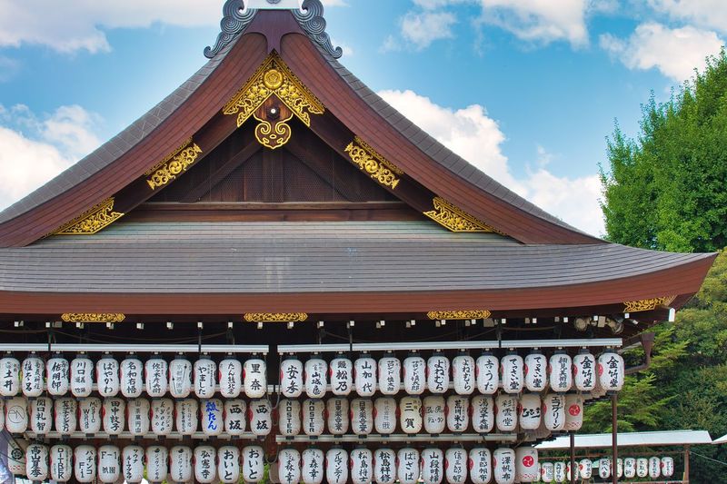 Low angle view of pagoda against sky