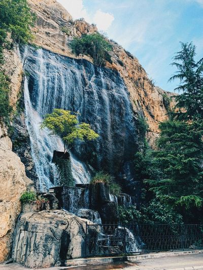 Scenic view of waterfall