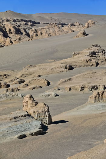 0538 nw-se alignment of yardang landforms carved by wind erosion. qaidam basin desert-qinghai-china.