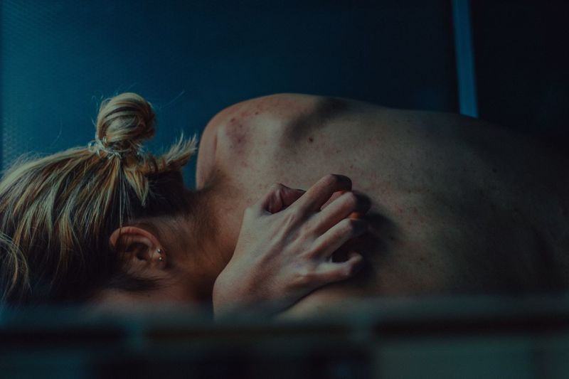 What they don't see EyeEm Best Shots Anxiety Real People Indoors Women People Lifestyles Human Body Part Adult Portrait Human Hand Young Women Emotion Females Blue Leisure Activity Hand