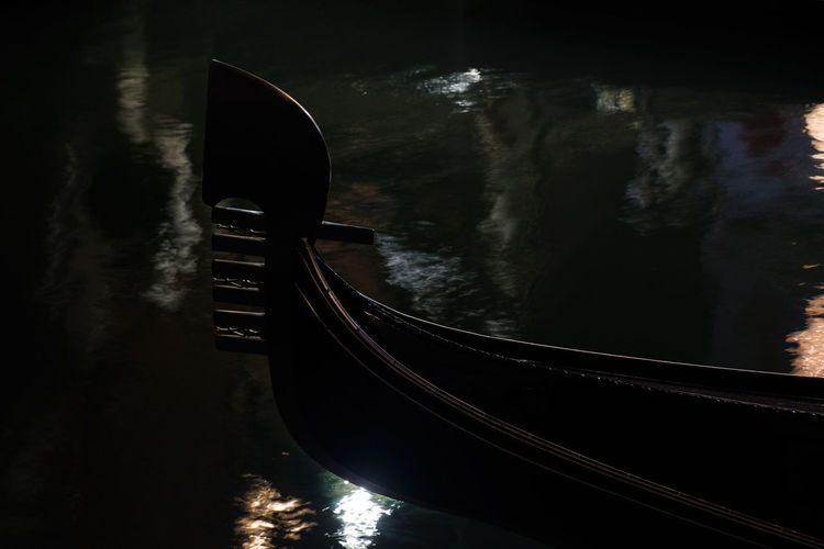 Reflection of boat in canal