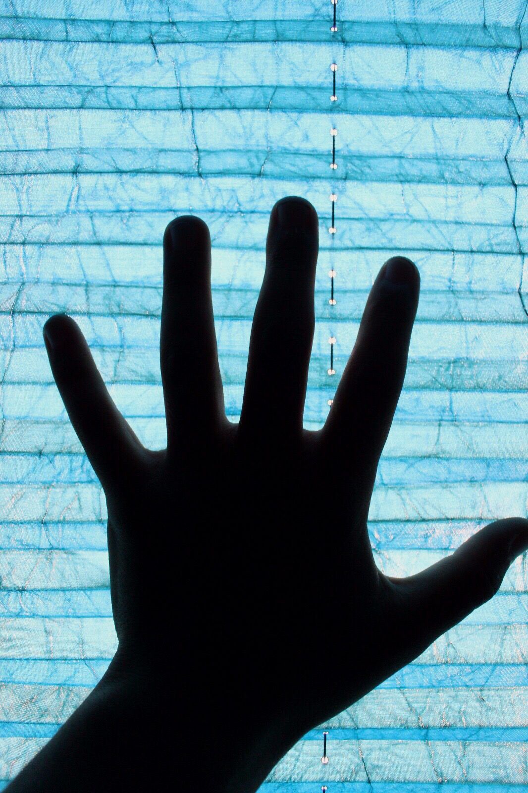 CLOSE-UP OF SILHOUETTE PERSON HAND ON GLASS