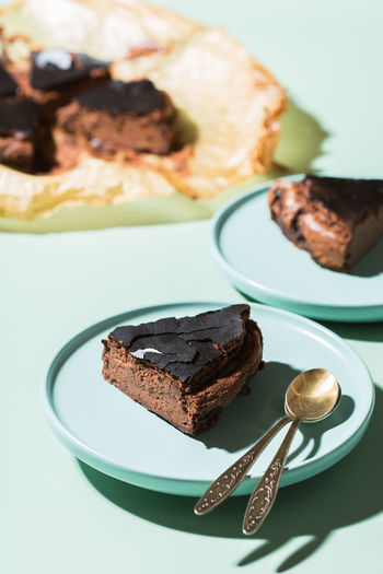 Chocolate cake on plate