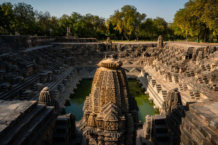 Architectural detail of modhera sun temple in india