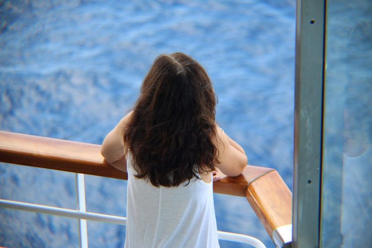 Rear view of woman looking at view