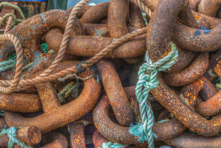 Full frame shot of rusty chains