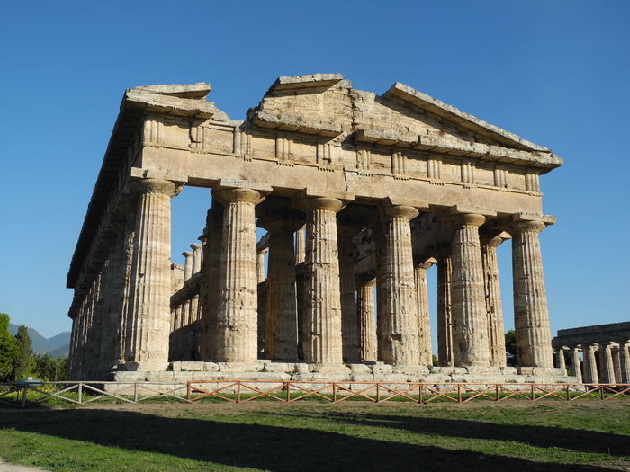Ruins of temple of hera of paestum